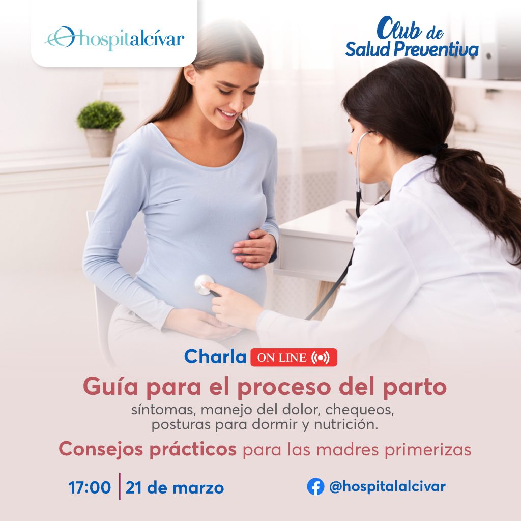 Charla Online: «Club de salud Maternidad. Guía para el proceso del parto: síntomas, manejo del dolor, chequeos, posturas para dormir y nutrición. Consejos prácticos para las madres primerizas».
⚠️ jueves 21 de marzo a las 17:00 pm, estaremos transmitiendo desde nuestro Facebook Live, en donde el Doctor estará respondiendo todas sus dudas.
¡Los esperamos!

Puedes ver nuestro Live en:

instagram: @hospitalalcivar
facebook: @hospitalalcivar

📝 Inscribirse sin costo en: https://clubdesaludhospitalalcivar.com
o a nuestro WhatsApp: 0959751113 
Únete a nosotros en nuestro Club, premios y sorteos ¡Te esperamos!